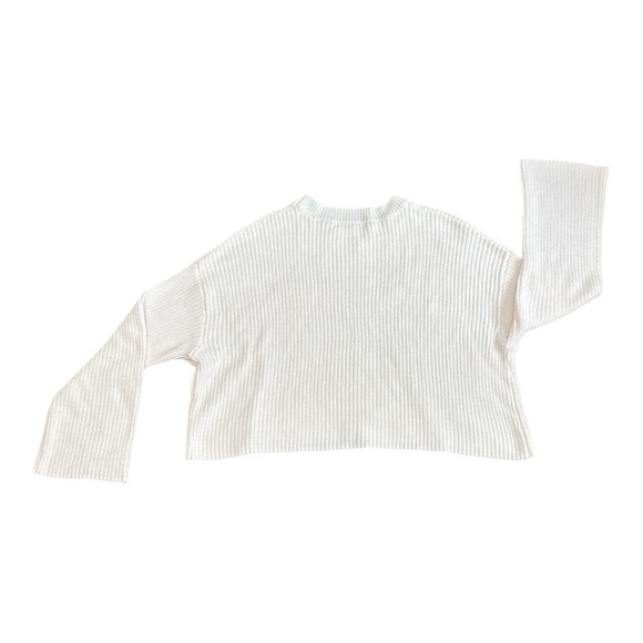 Moon & Madison White Cotton Relaxed Cropped LS Sweater 'Summer'  XLarge misses - Picture 3 of 10